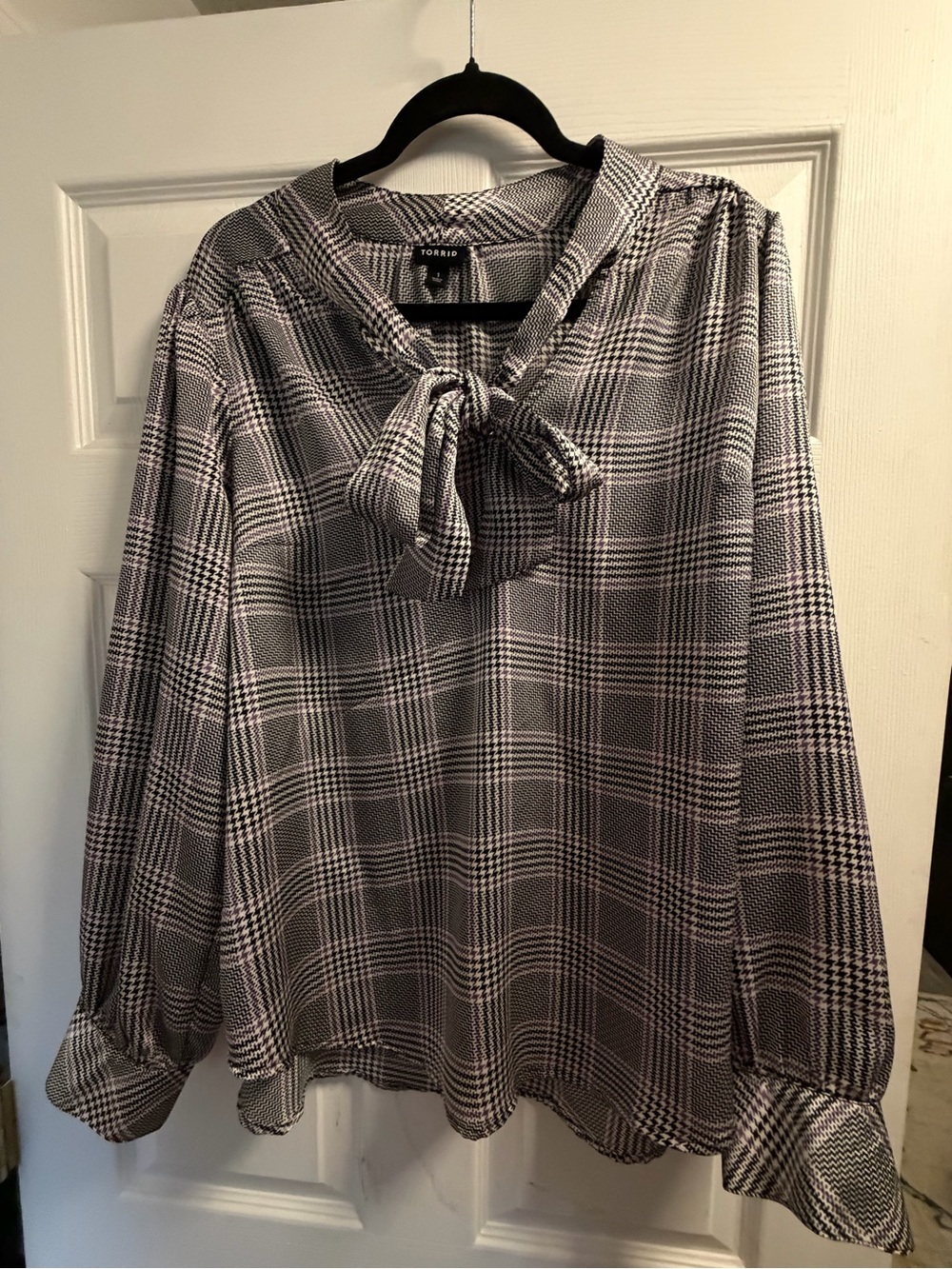 torrid Black & White Plaid Tie-Front Blouse